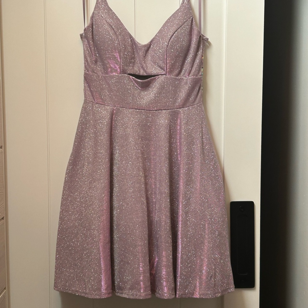 Glittery Purple Spaghetti Strap Dress